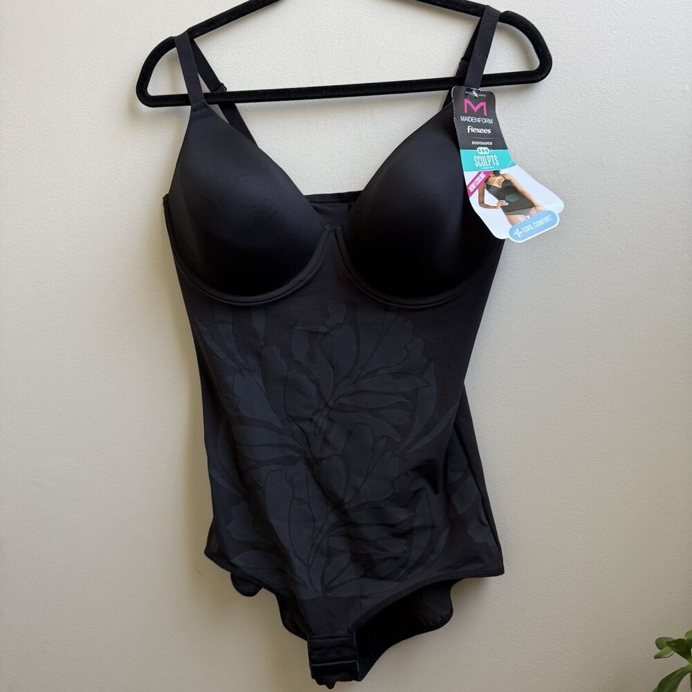 NWT MAIDENFORM Flexees  ALL-IN-ONE Body Shaper Black Tropical Print Size XXL